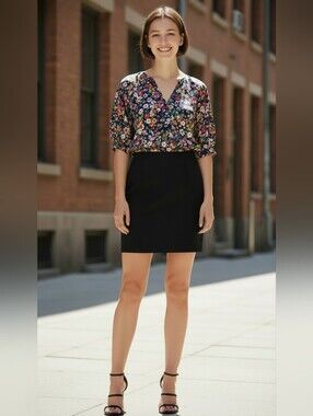 Banana Republic Stretch Black Mini Skirt with Top Stitch Designs Misses Size 4